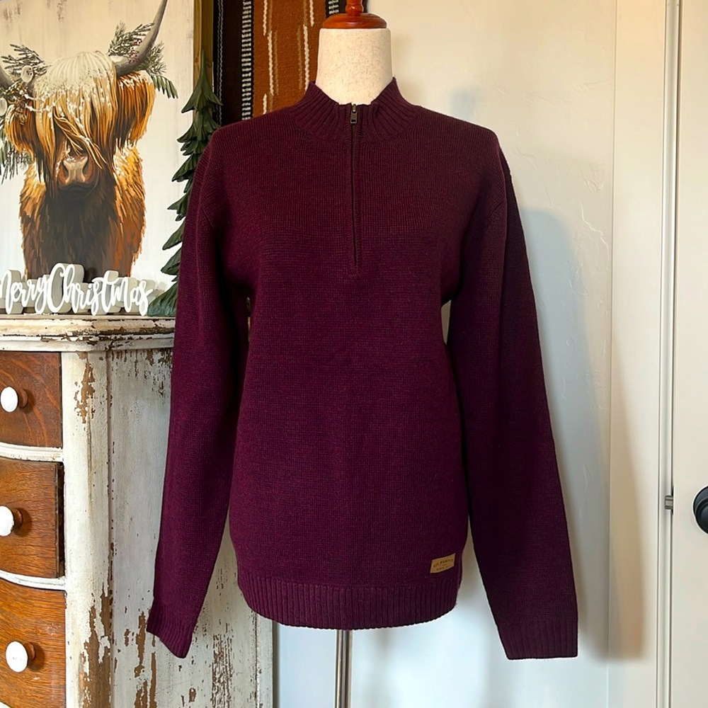 NWT C.C. Filson Co. Mid Weight zip sweater small dark burgundy